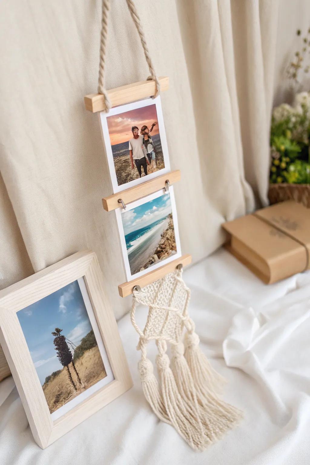 Celebrate memories in style with this chic photo display, perfect for capturing your graduate's journey.