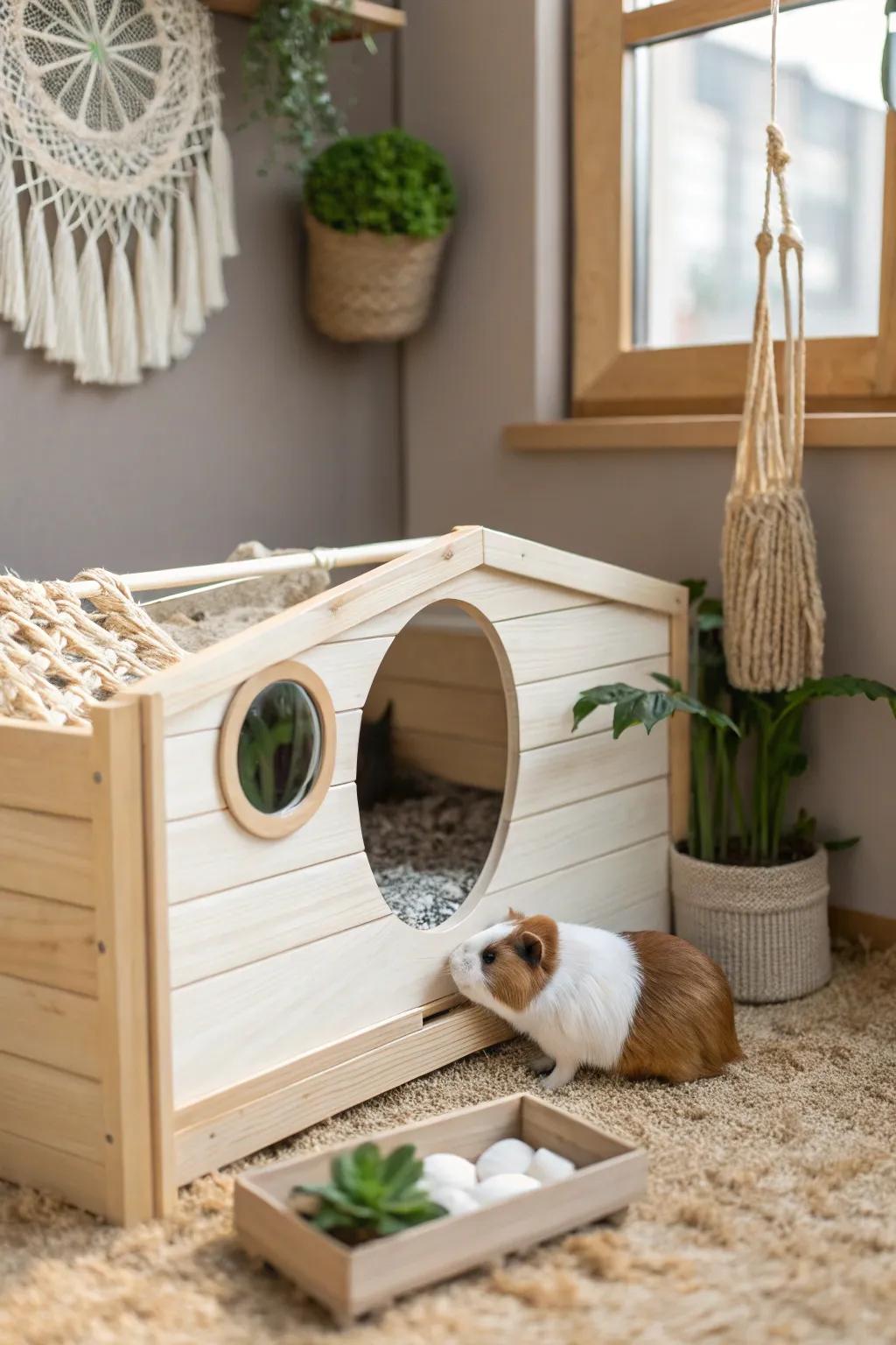 Reflective Curiosity: Elevate your guinea pig's habitat with a stylish mirror for endless fascination!