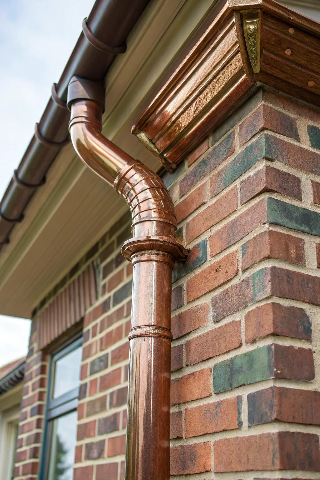 Elevate your home's exterior with the timeless elegance of a copper downspout.