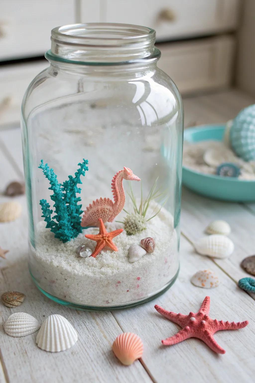 Bring a piece of the ocean to your home with this charming Ocean Jar Diorama. 🌊✨
