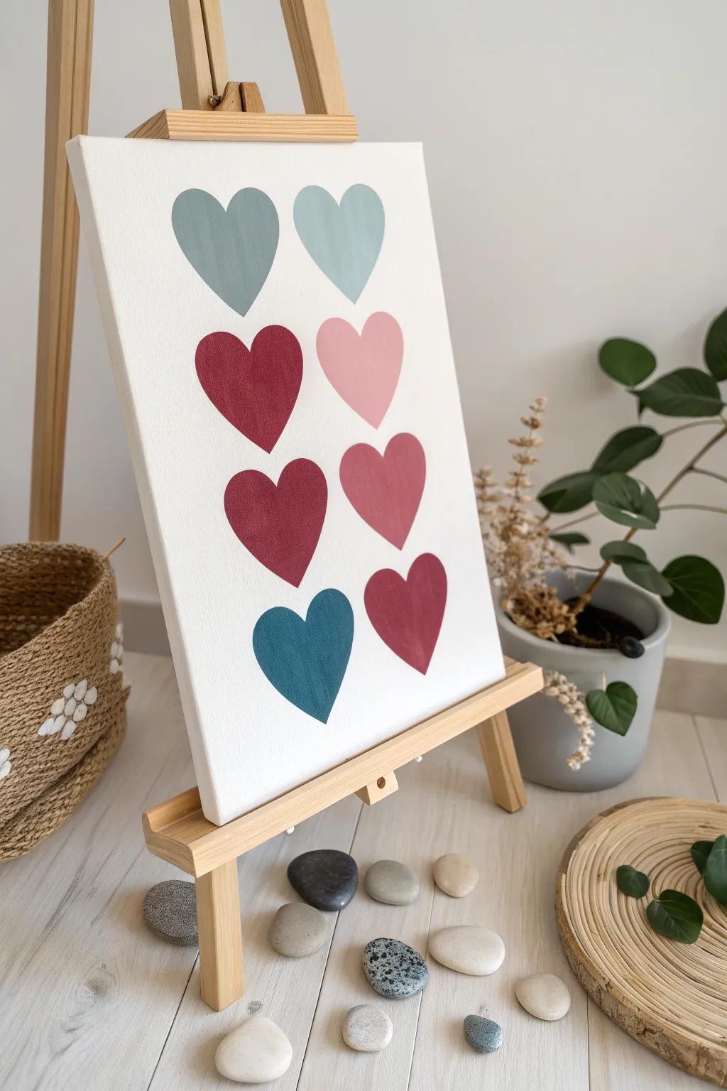 Discover the art of depth with layered heart canvases, where simplicity meets bold elegance.