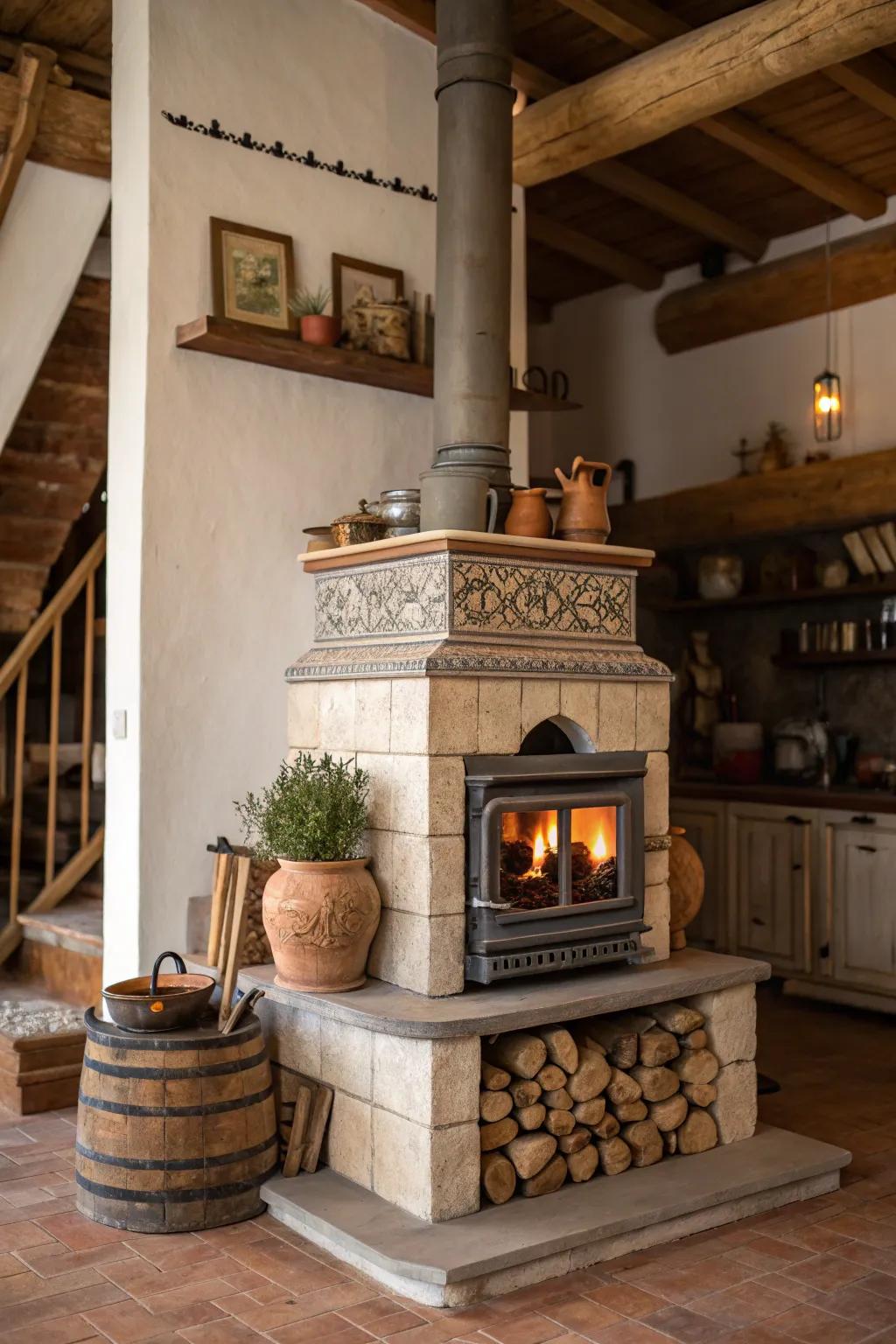 Multi-level hearths add visual interest and dimension.