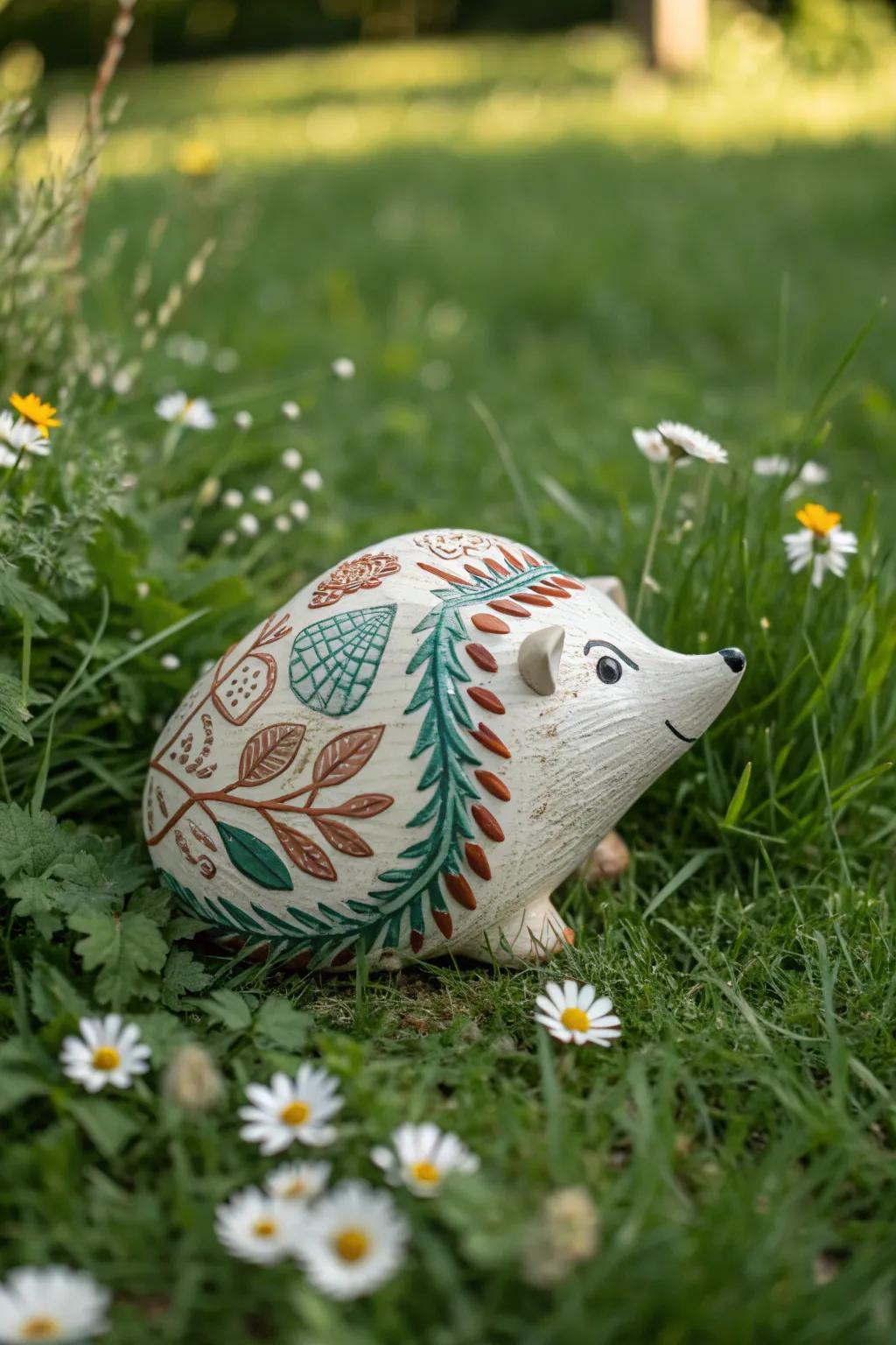 Embrace the charm of nature with this exquisite hedgehog garden ornament, a perfect blend of Scandinavian simplicity and Boho flair.