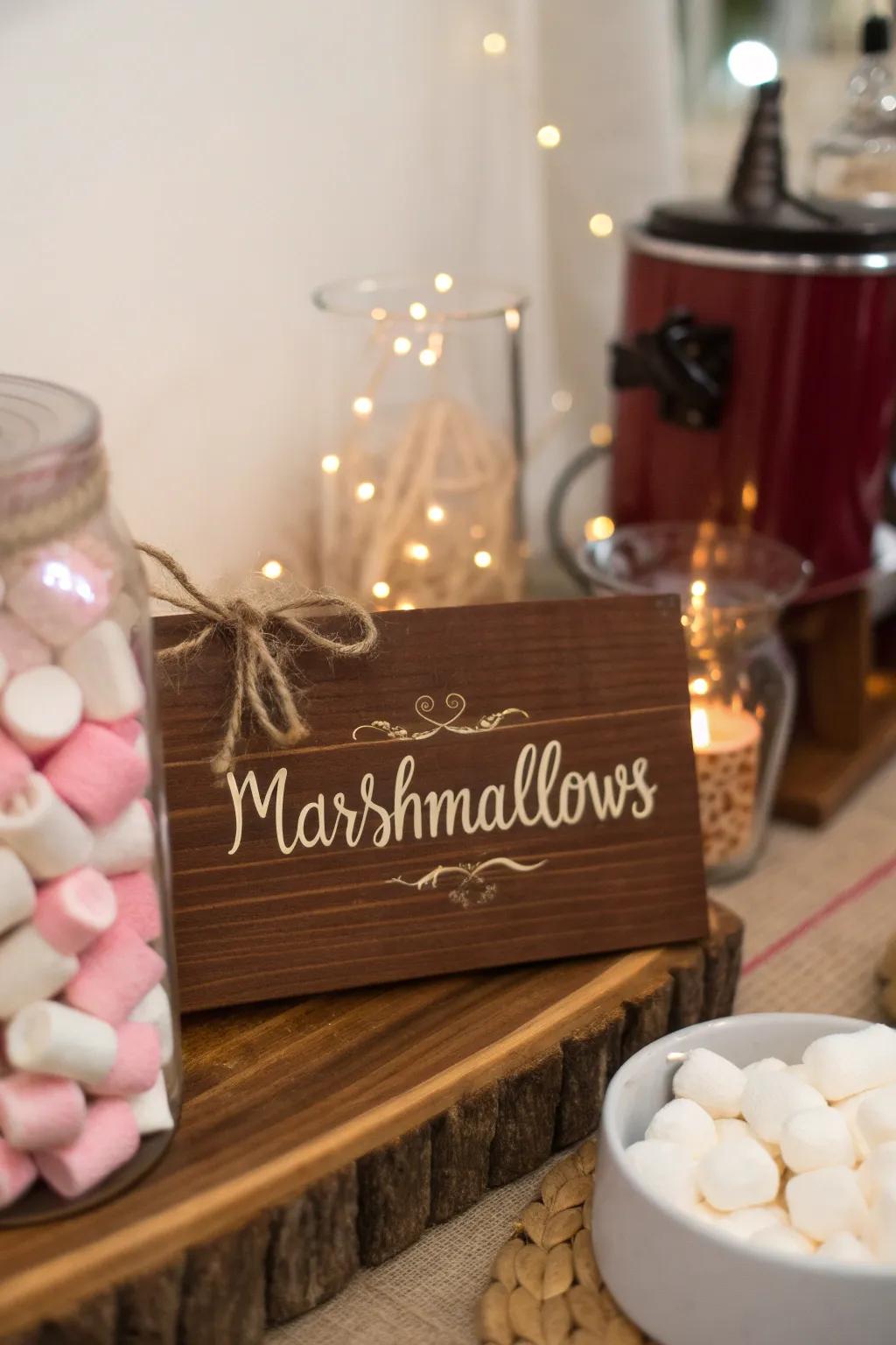 Add a personal touch to your hot chocolate station with handcrafted topping labels!