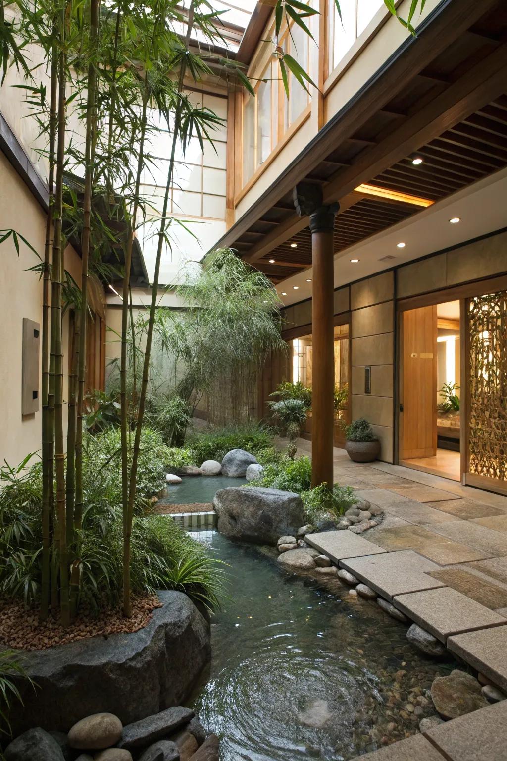 A Zen-inspired atrium provides a tranquil escape.