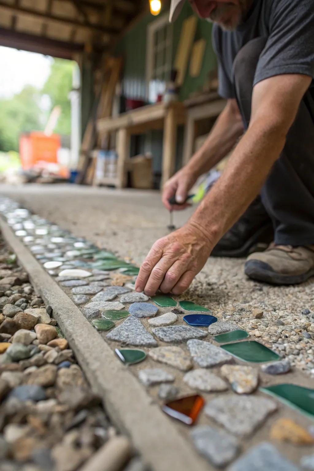Craft your driveway with recycled elegance: A unique blend of creativity and sustainability.