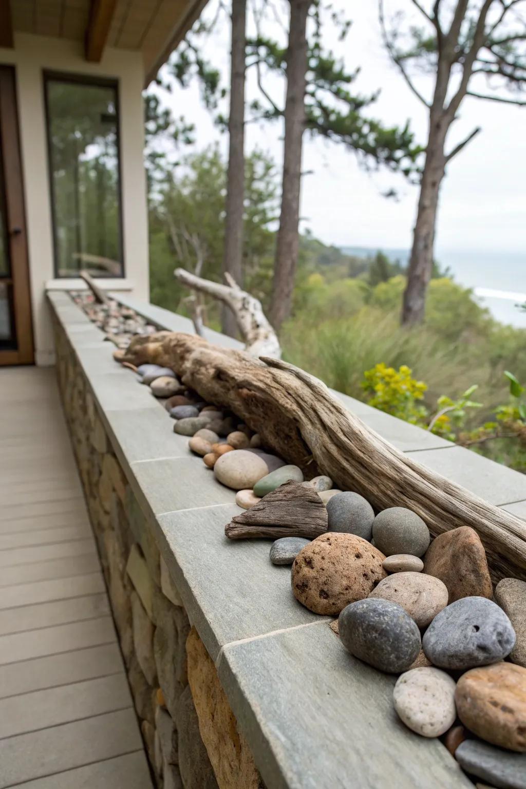 Enhance your ledge with calming natural elements.
