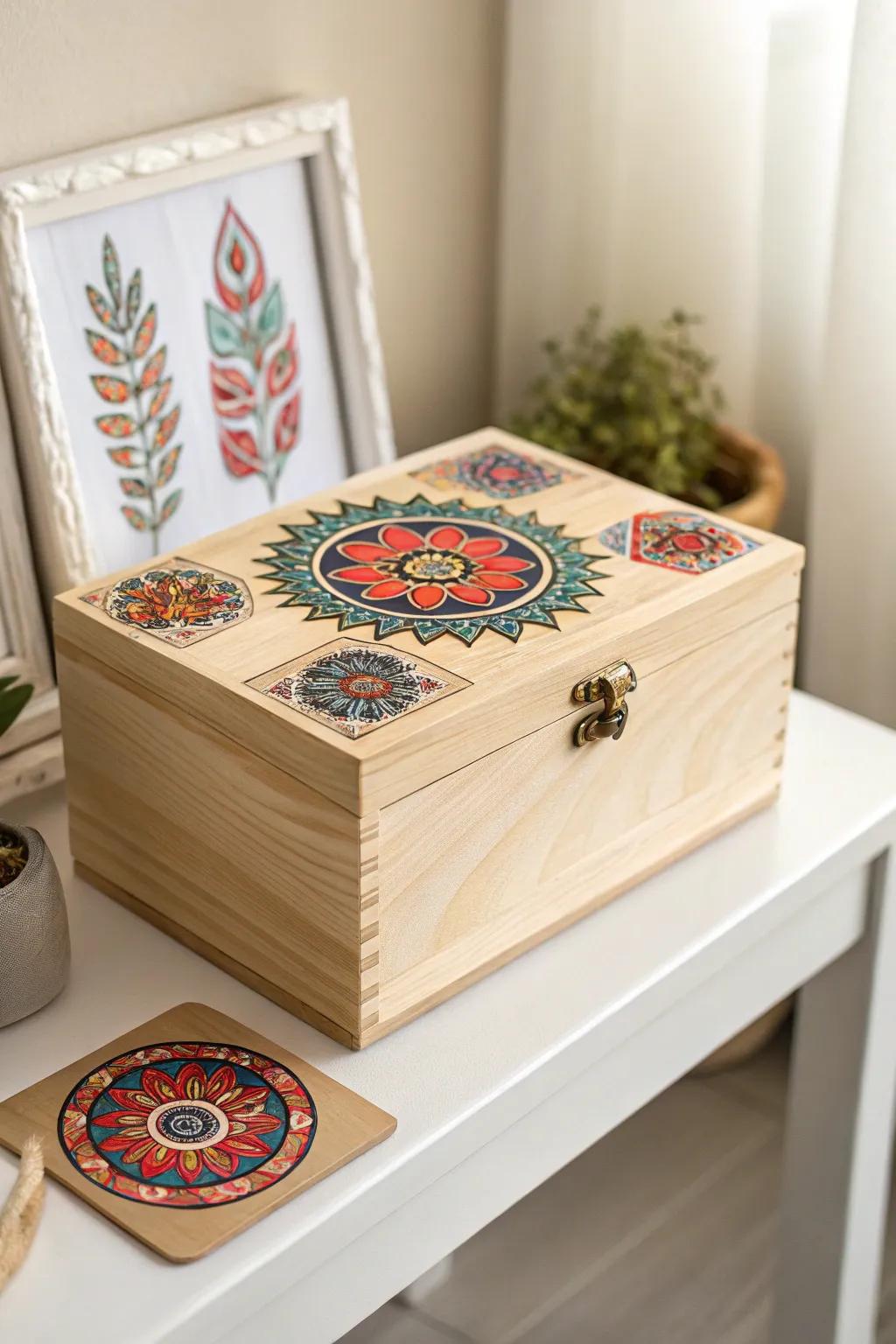 Add a personal touch to your storage with a sticker-adorned keepsake box that tells your story.