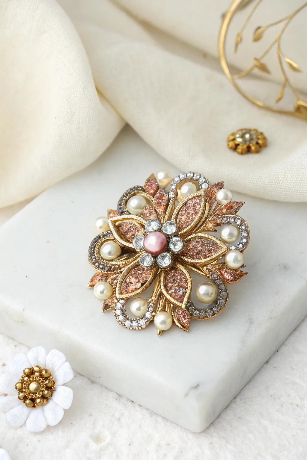 Breathe new life into broken jewelry by transforming it into a stunning upcycled brooch.