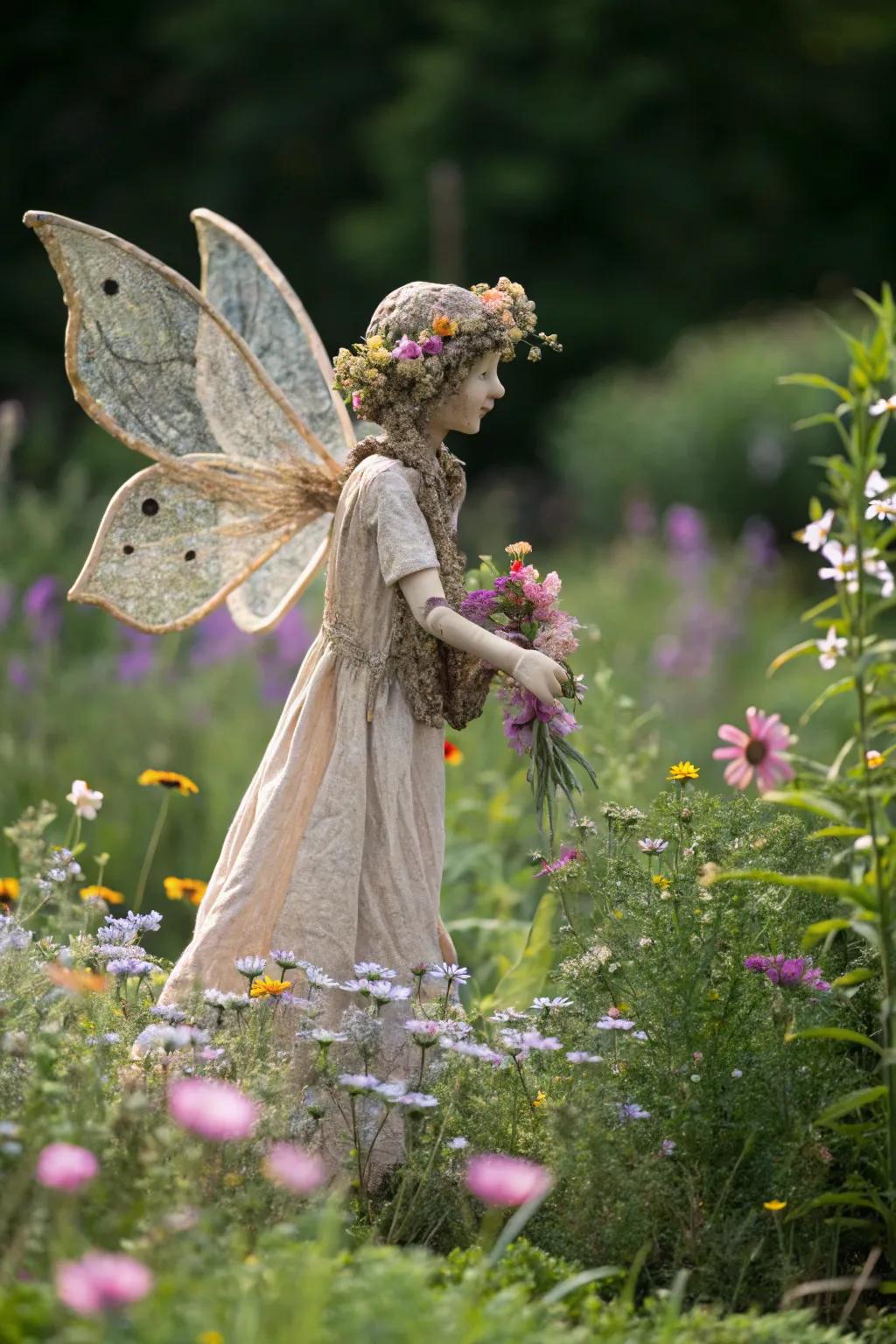 Transform your garden into a whimsical wonderland with this enchanting fairy scarecrow!