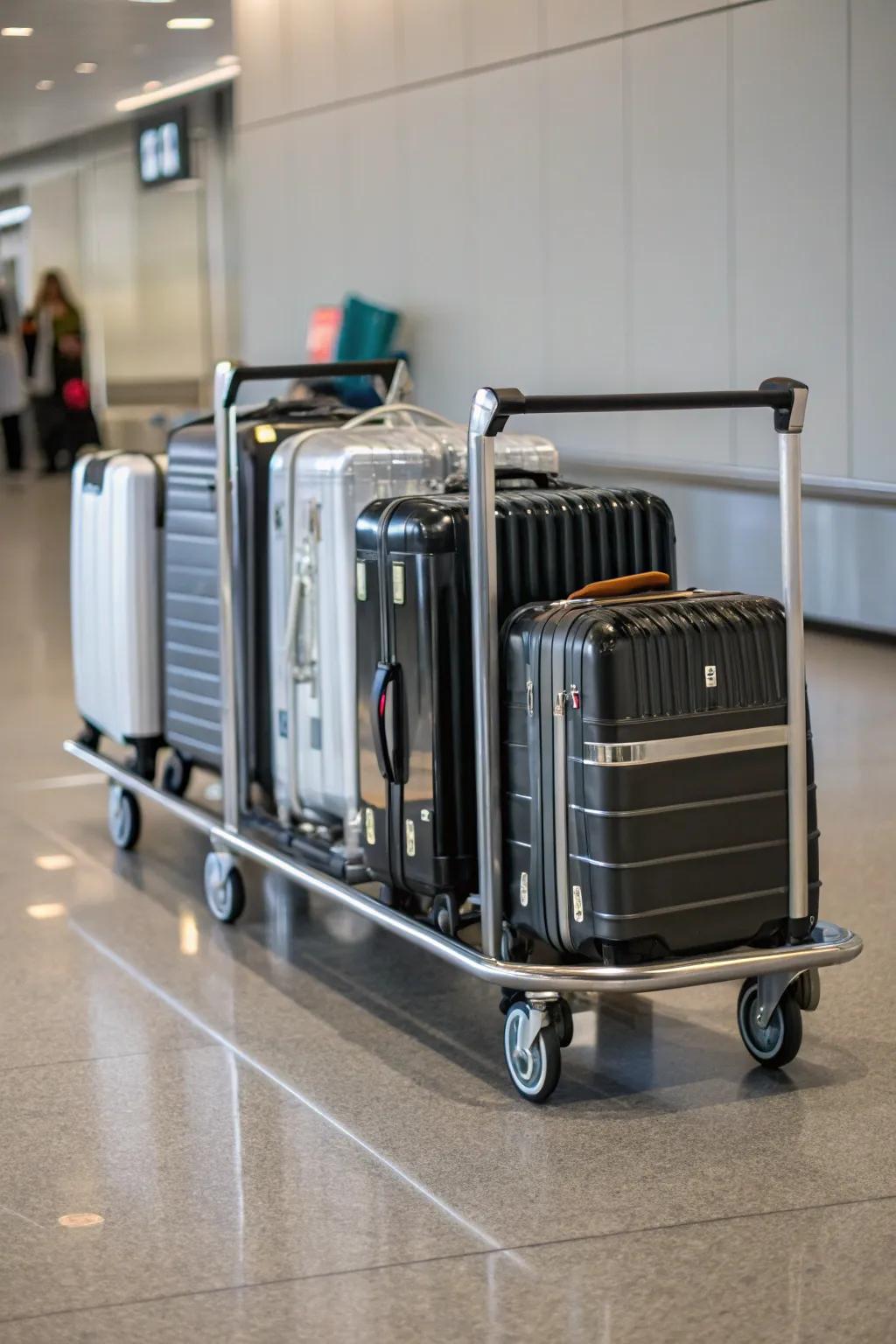 A rolling cart keeps your luggage mobile and organized.