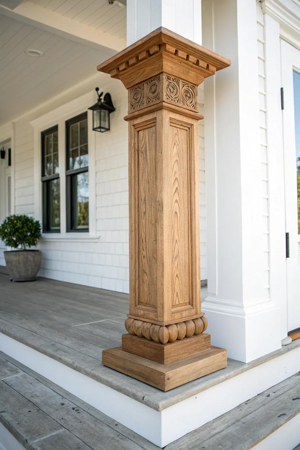 Elevate your porch style with elegant bases and caps for a sophisticated touch.
