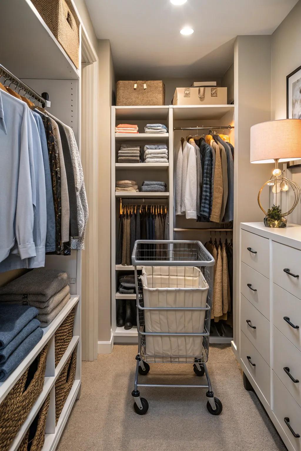 Rolling carts provide flexible and mobile storage solutions.