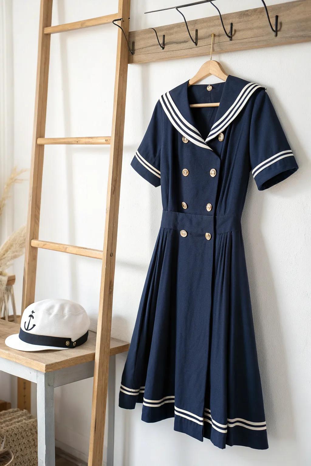 Set sail in style with this charming 50s-inspired sailor costume! ⚓️