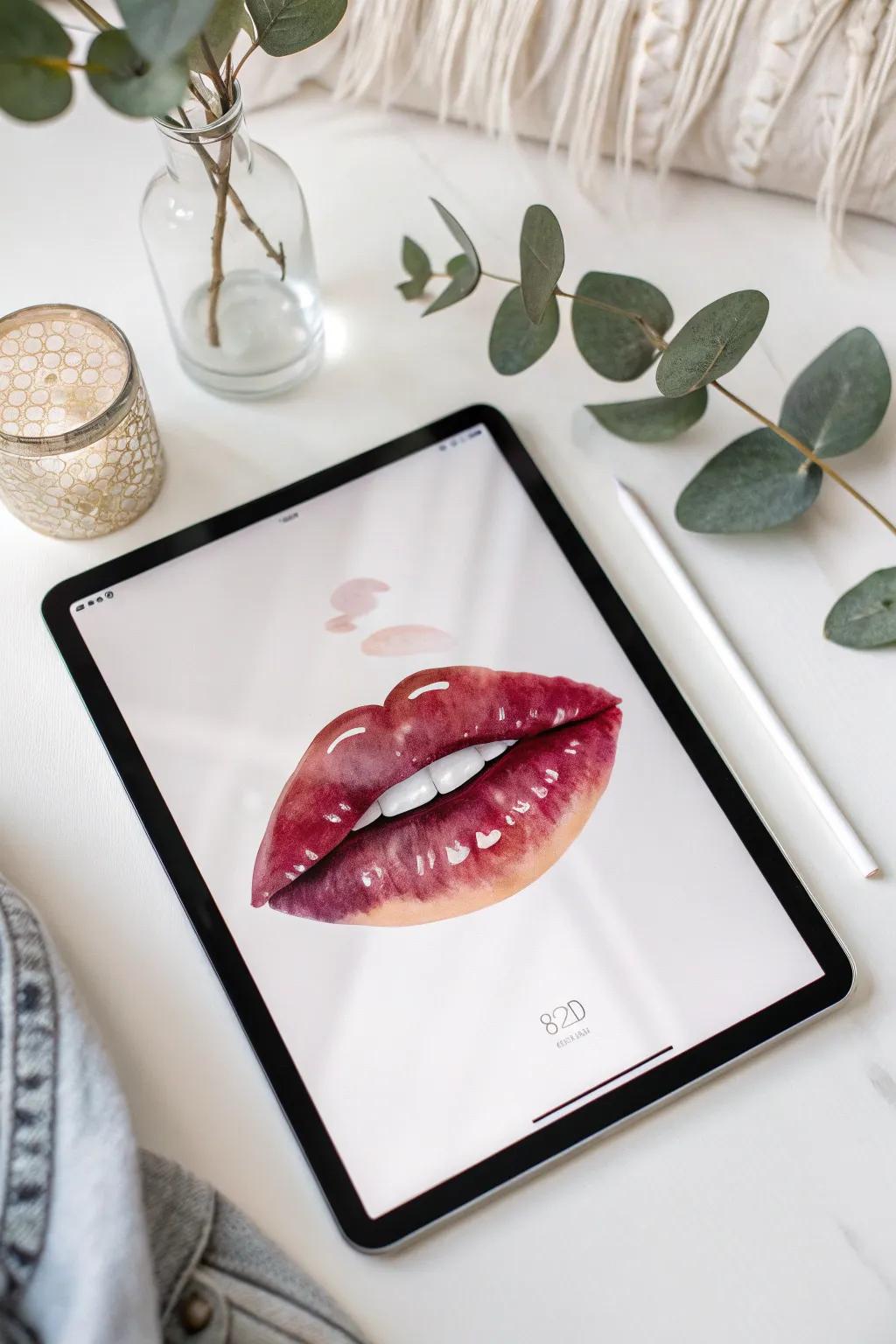 Unleash your creativity with digital lips art - where bold colors meet minimalist design.