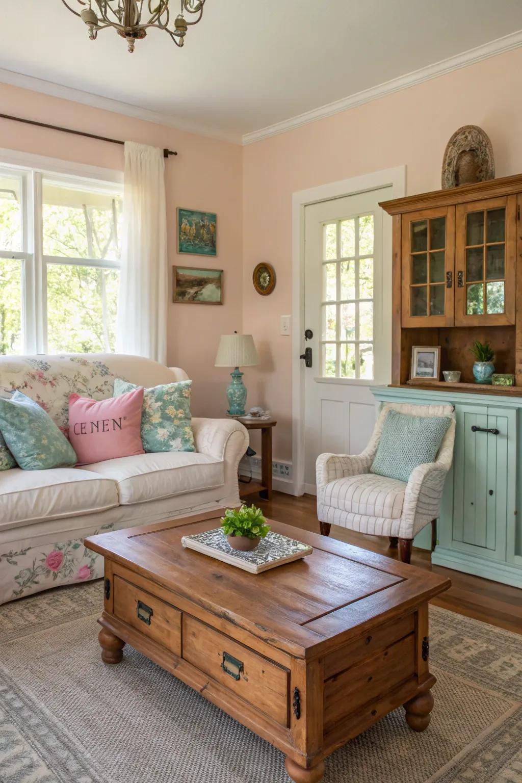 Repurposed furniture can bring a fresh, unique look to your living room.