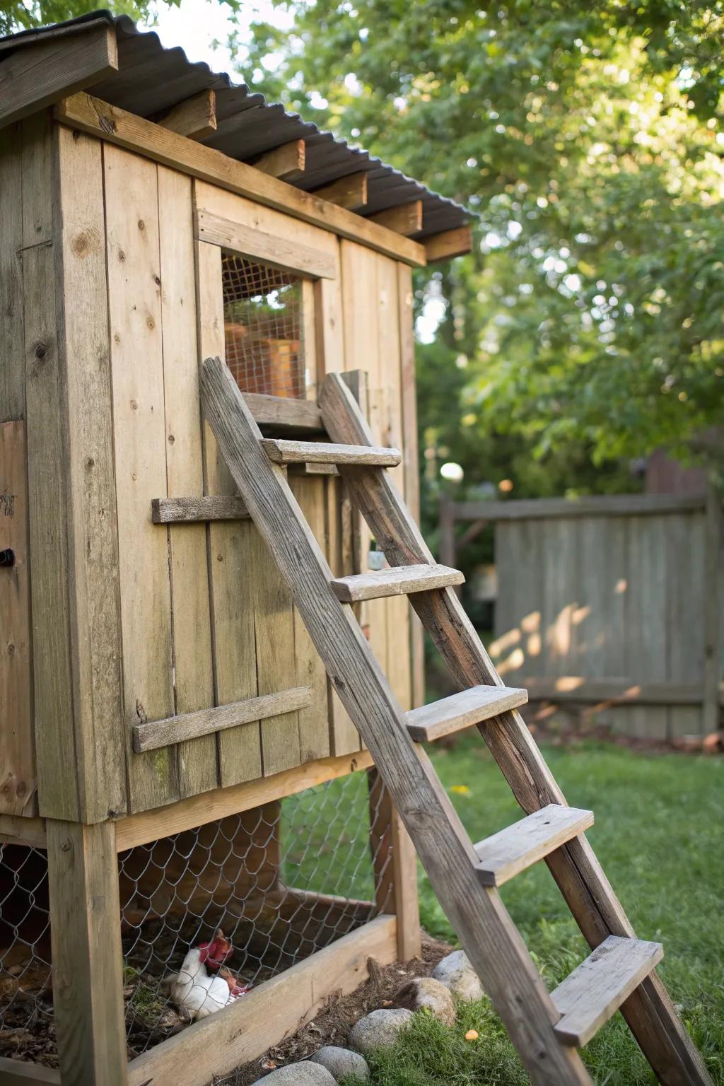Transform your coop with this clever DIY ladder ramp for your flock!