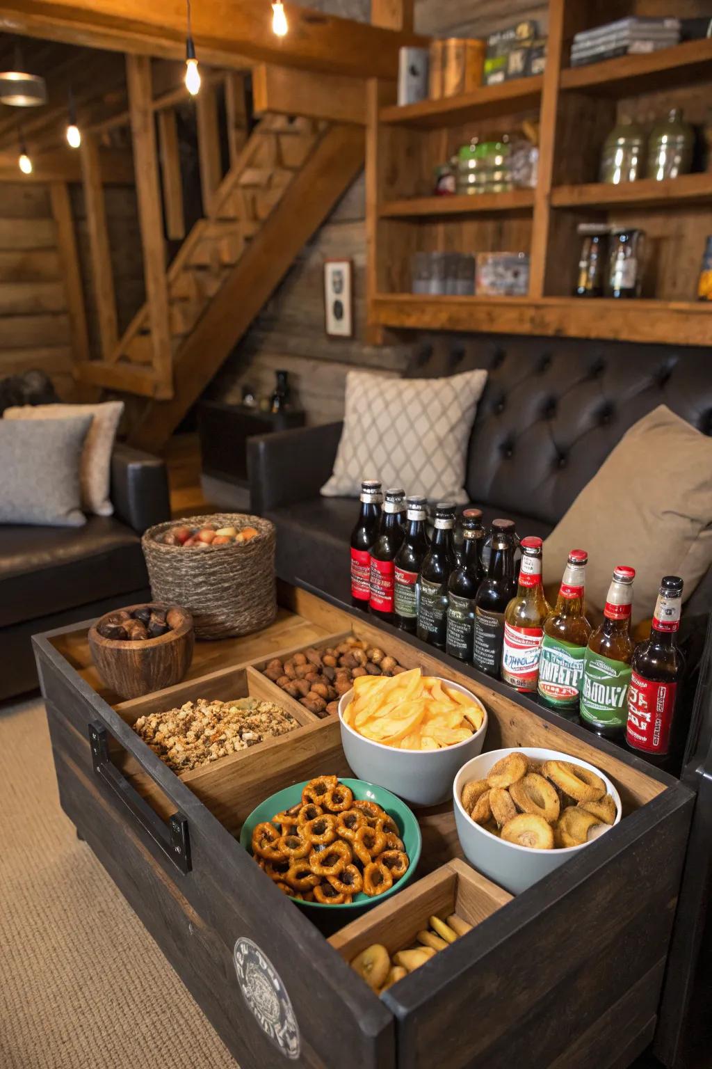 A snack station keeps everyone refreshed and ready.