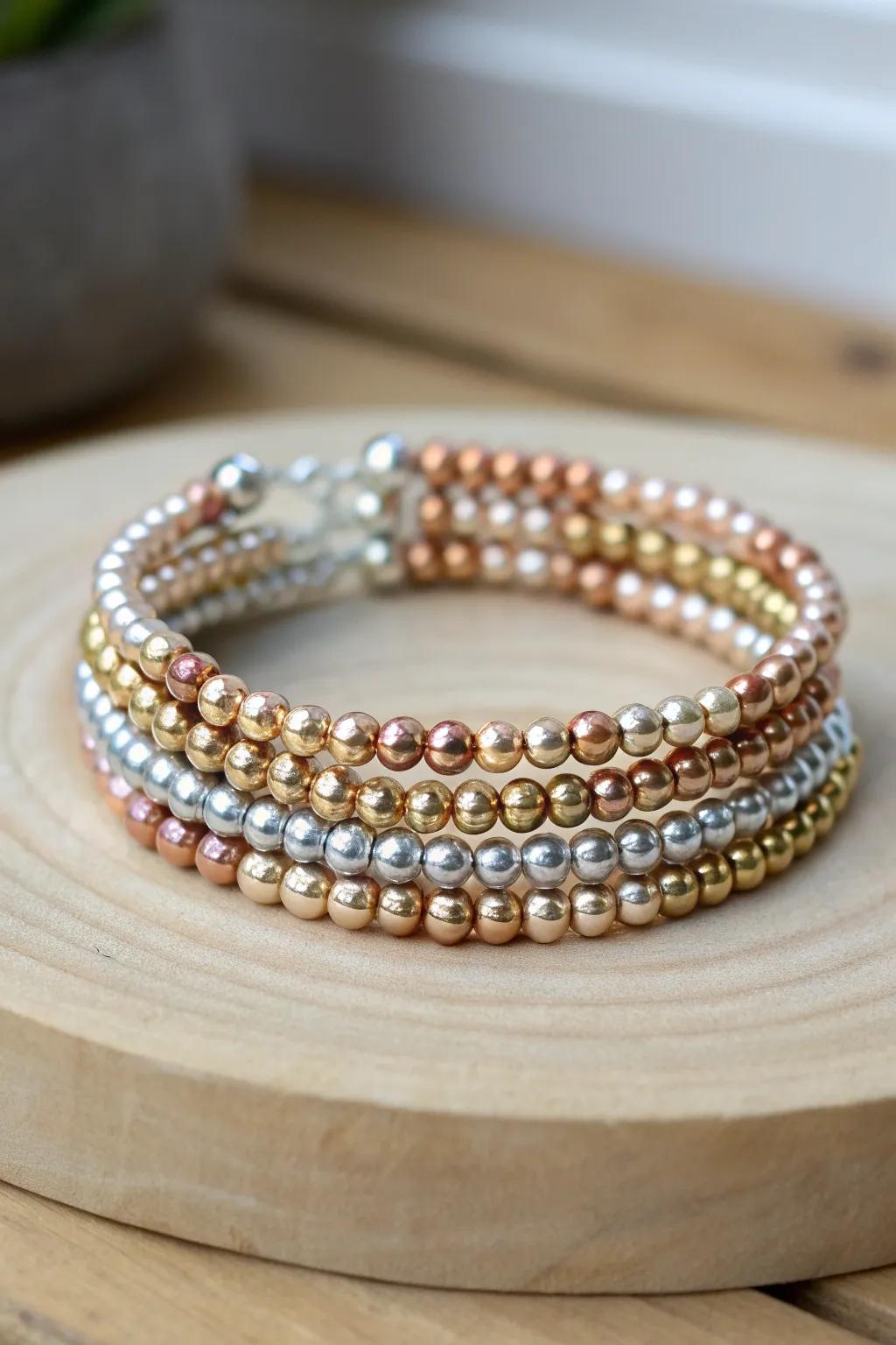Embrace elegance with a mixed-metal memory wire bracelet that effortlessly complements any style.