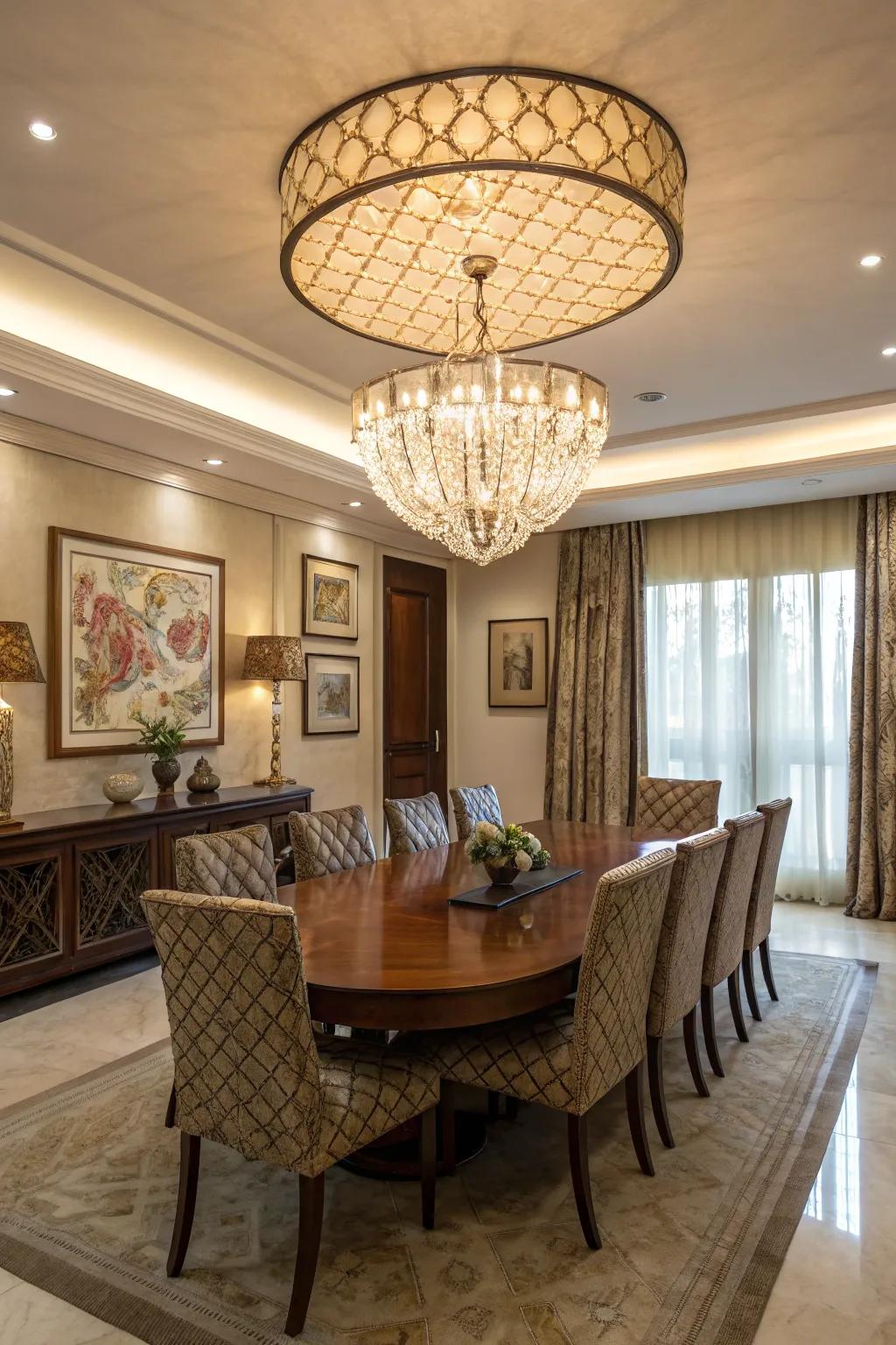 Sculptural lighting as a functional art piece.