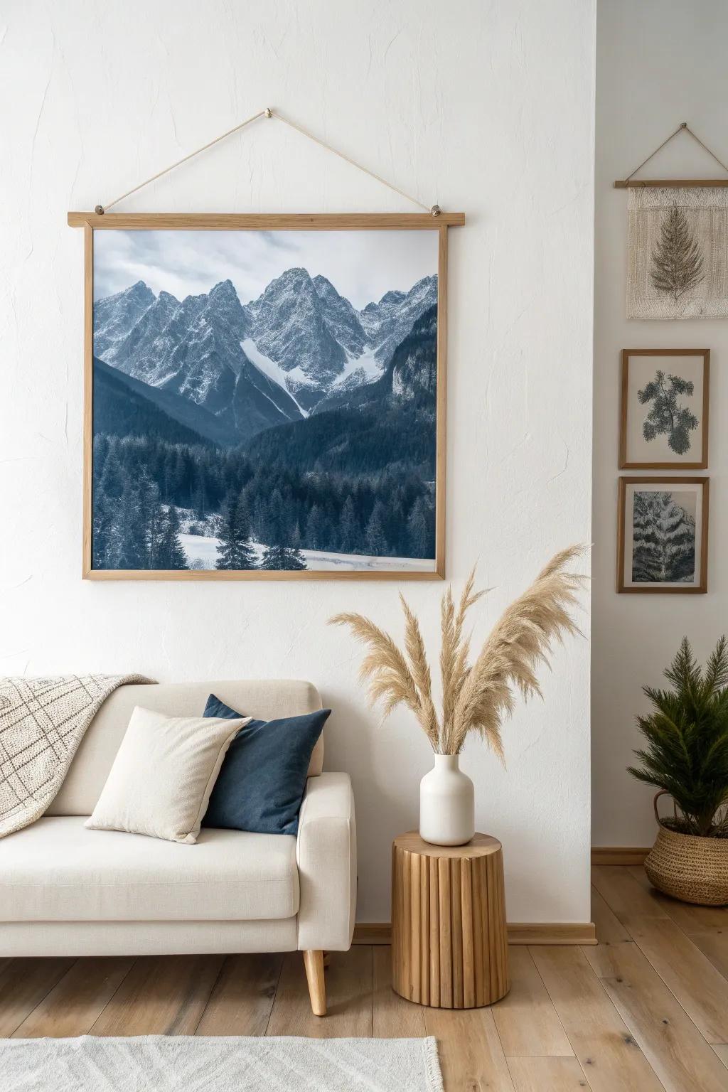 Discover the elegance of monochrome mountain art – where simplicity meets striking beauty.
