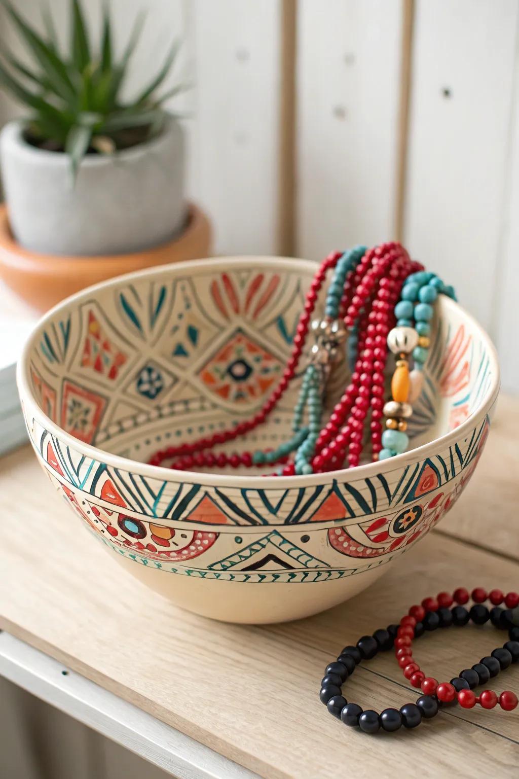 Elevate your necklace storage with artistic flair and vibrant charm.