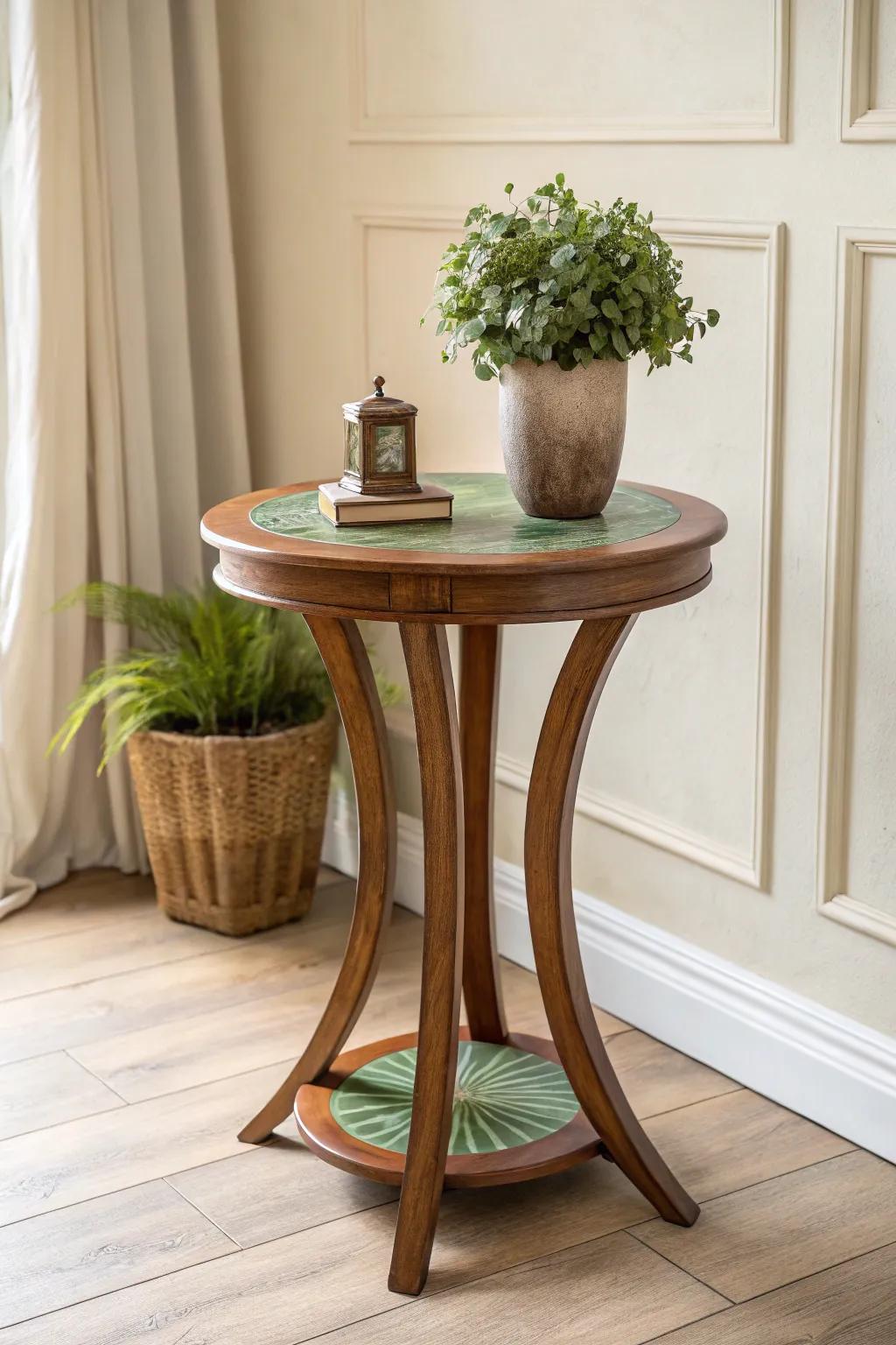 Discover serenity with earthy tones: a minimalist end table that brings nature indoors.