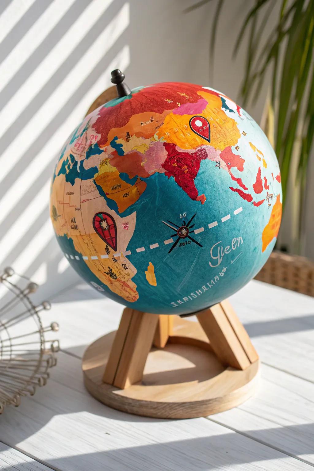 Transform your globe into a vibrant travelogue with painted pins—where every mark tells a story of adventure and discovery.