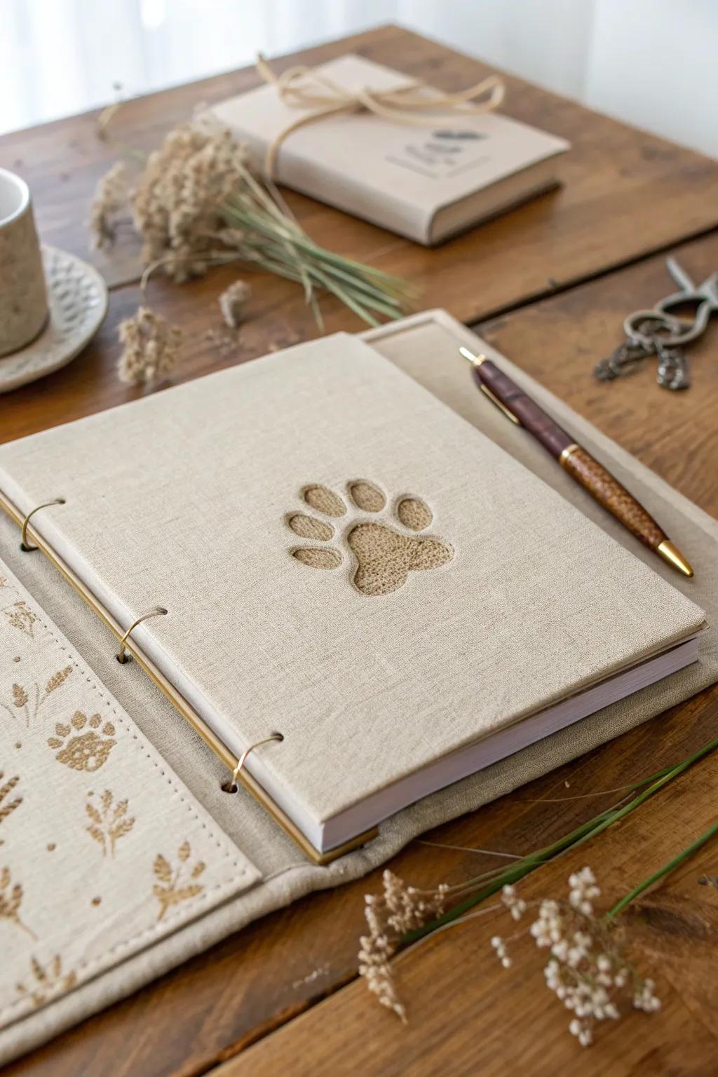 Celebrate your pet's journey with a handcrafted Paw Print Memory Book.