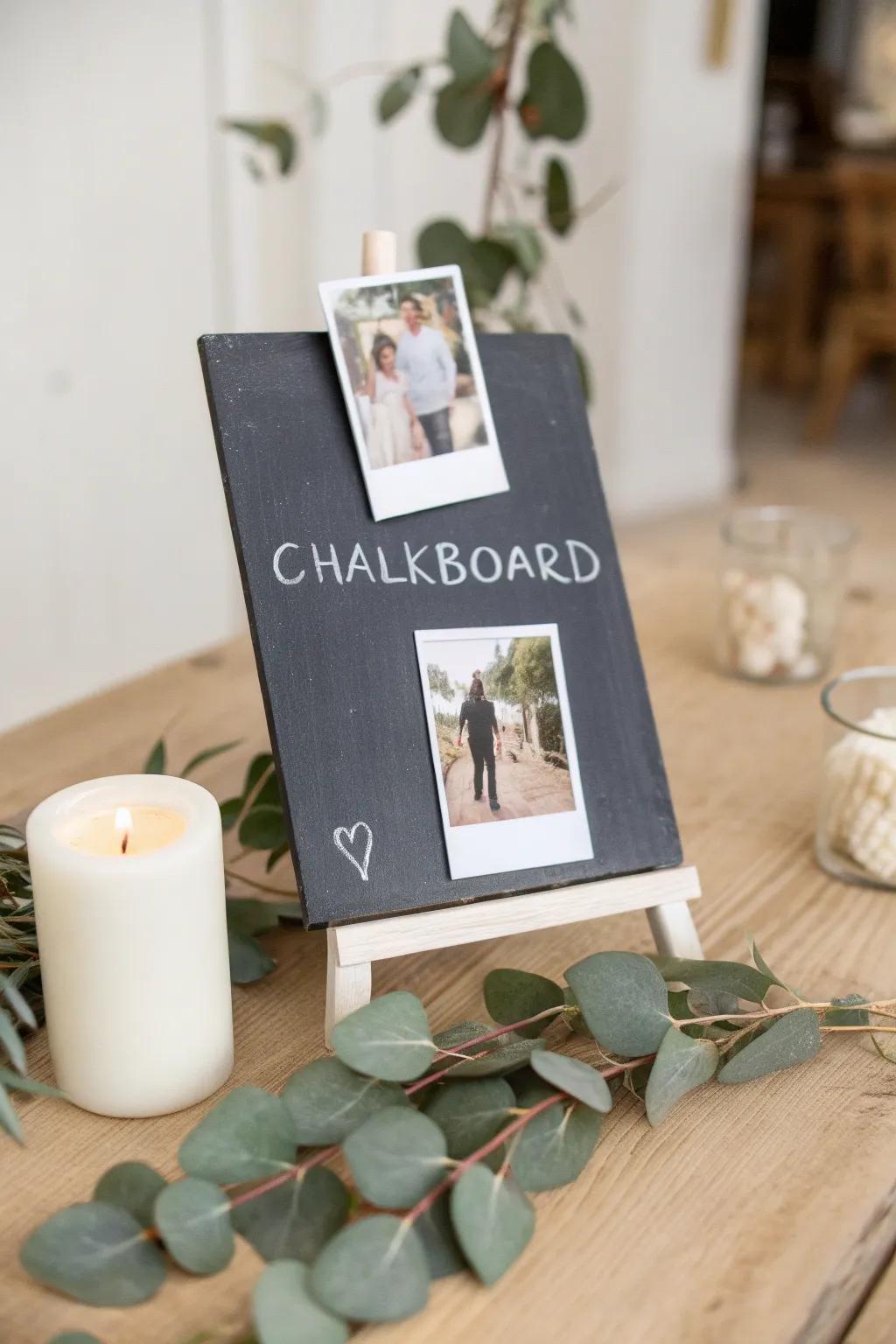 Elevate your photo displays with a personalized chalkboard stand - where simplicity meets creativity.