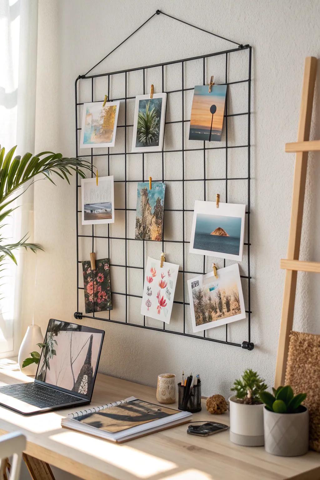 Elevate your workspace with a stylish grid panel photo display. #MinimalistChic