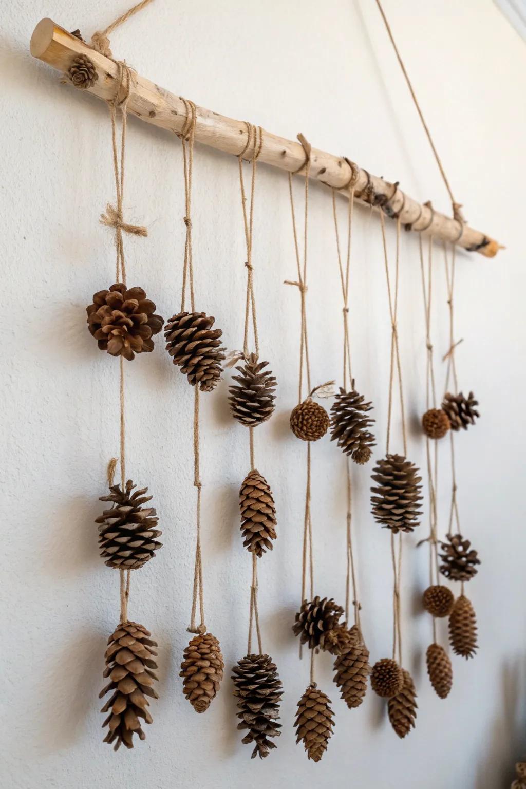 Elevate your space with a touch of natural elegance — this pinecone wall hanging combines minimalist design with earthy charm.