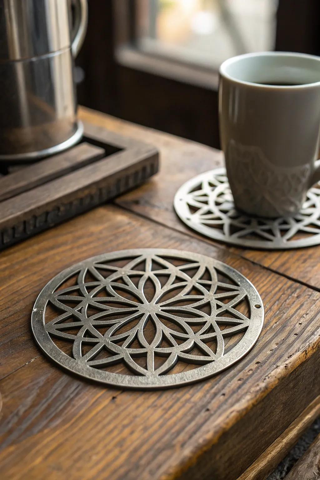 Elevate your space with custom metal coasters that blend function and style.