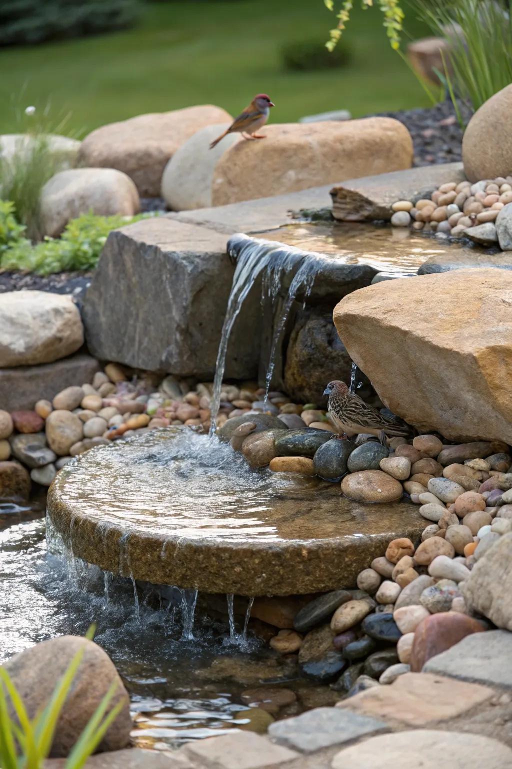 Craft a bird-friendly oasis with a pondless waterfall that brings life and tranquility to your outdoor space.