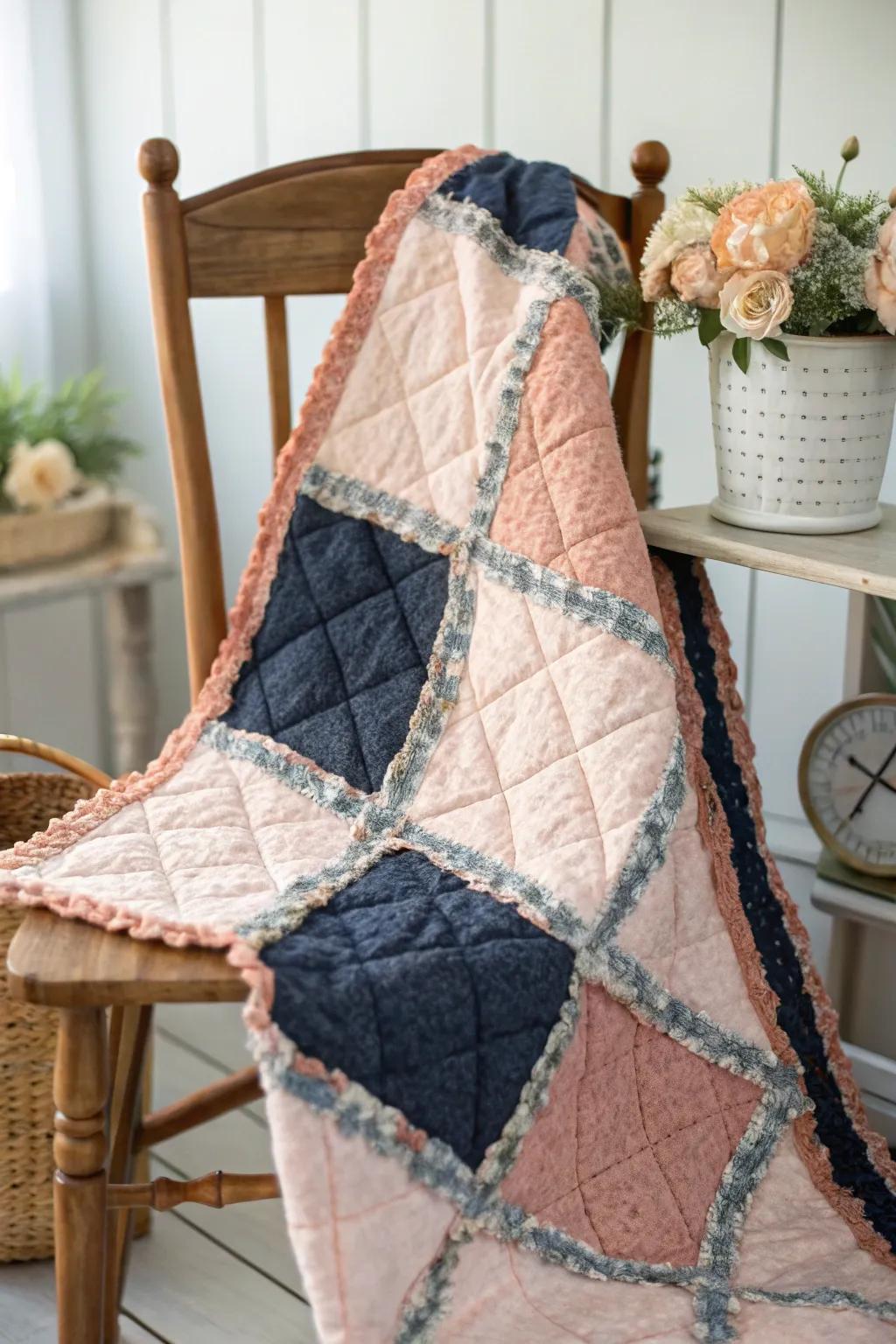 Elevate your quilt with a bold two-tone trim that beautifully frames and enhances its natural charm.