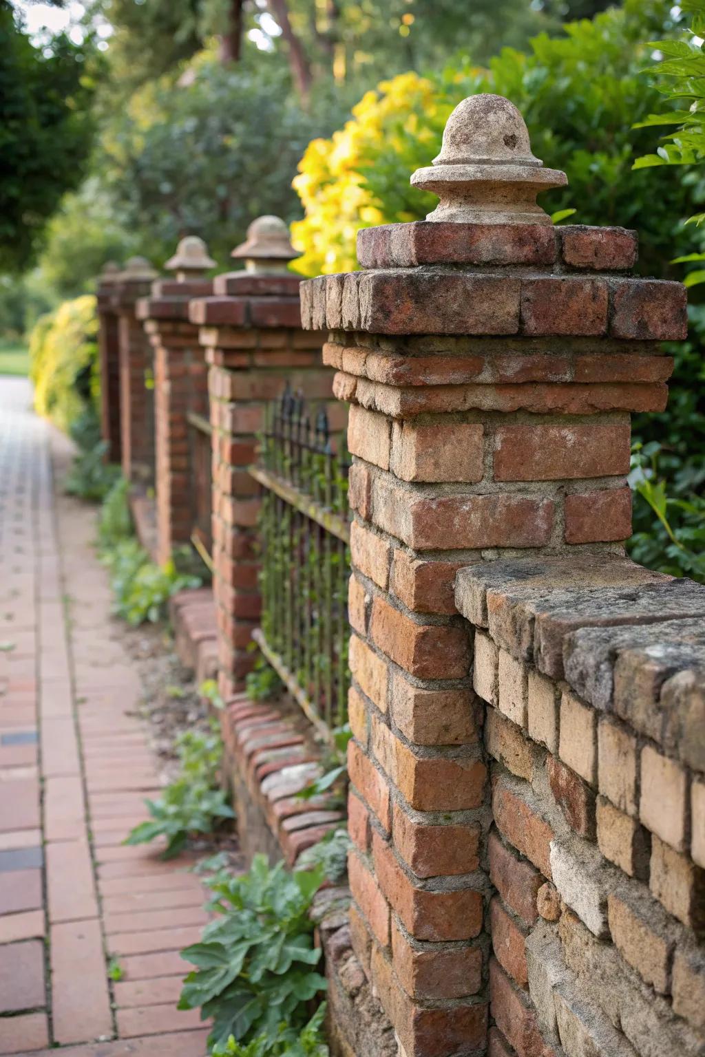 Elevate your garden with the timeless charm of a reclaimed brick fence.