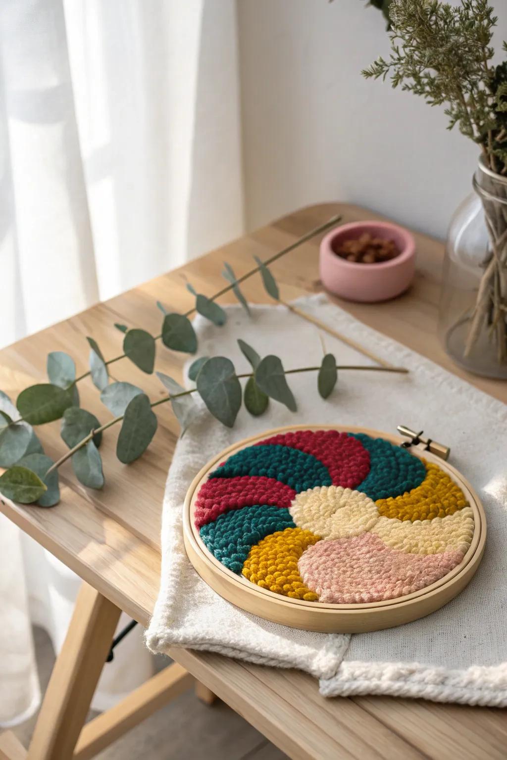 Discover the calming art of punch needling - where bold colors and natural textures meet simplicity and charm.