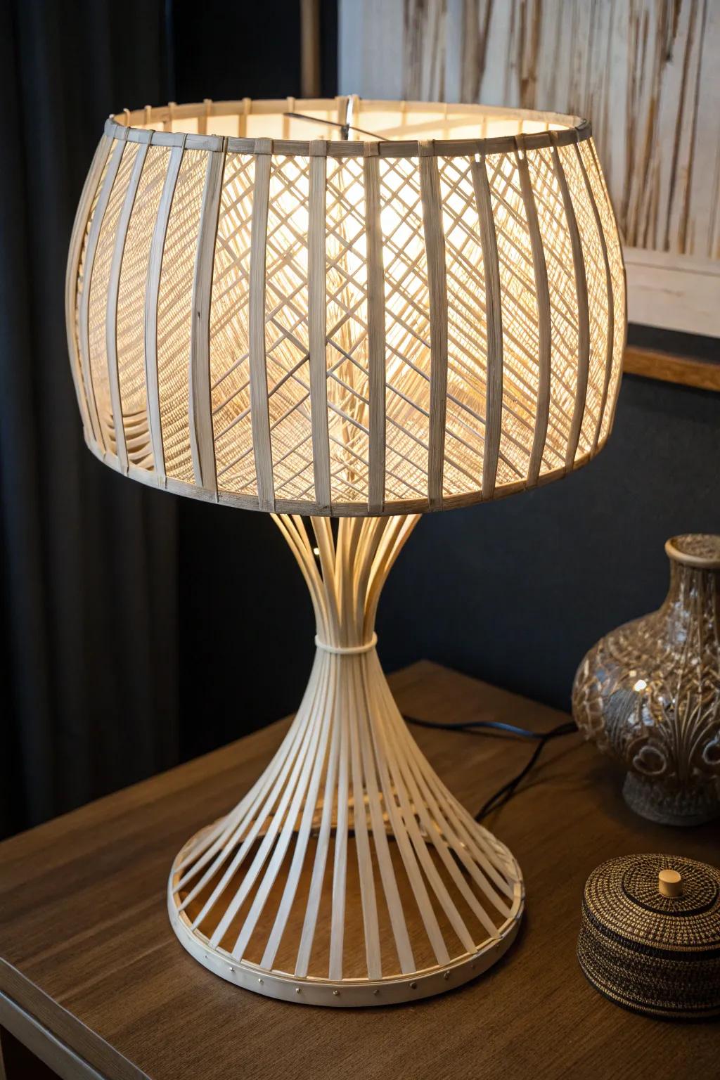 Transform your space with a bespoke lampshade crafted from repurposed blind slats. A touch of elegance with unmatched craftsmanship.