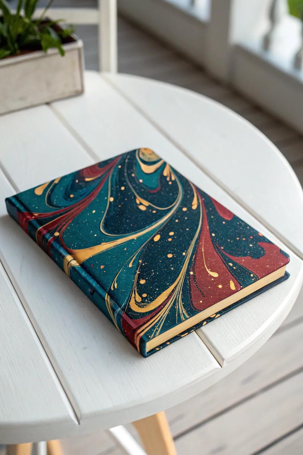 Unleash your imagination with a resin notebook that embodies abstract beauty and artistic freedom.