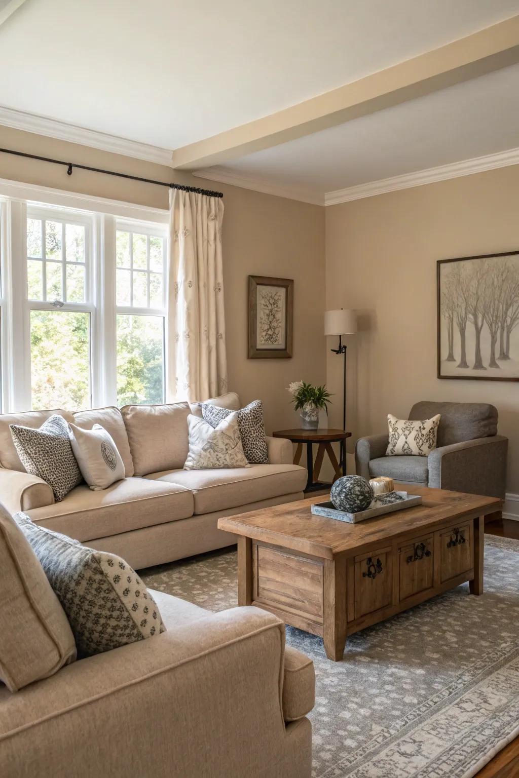 A refined color palette creates a serene and cohesive atmosphere.