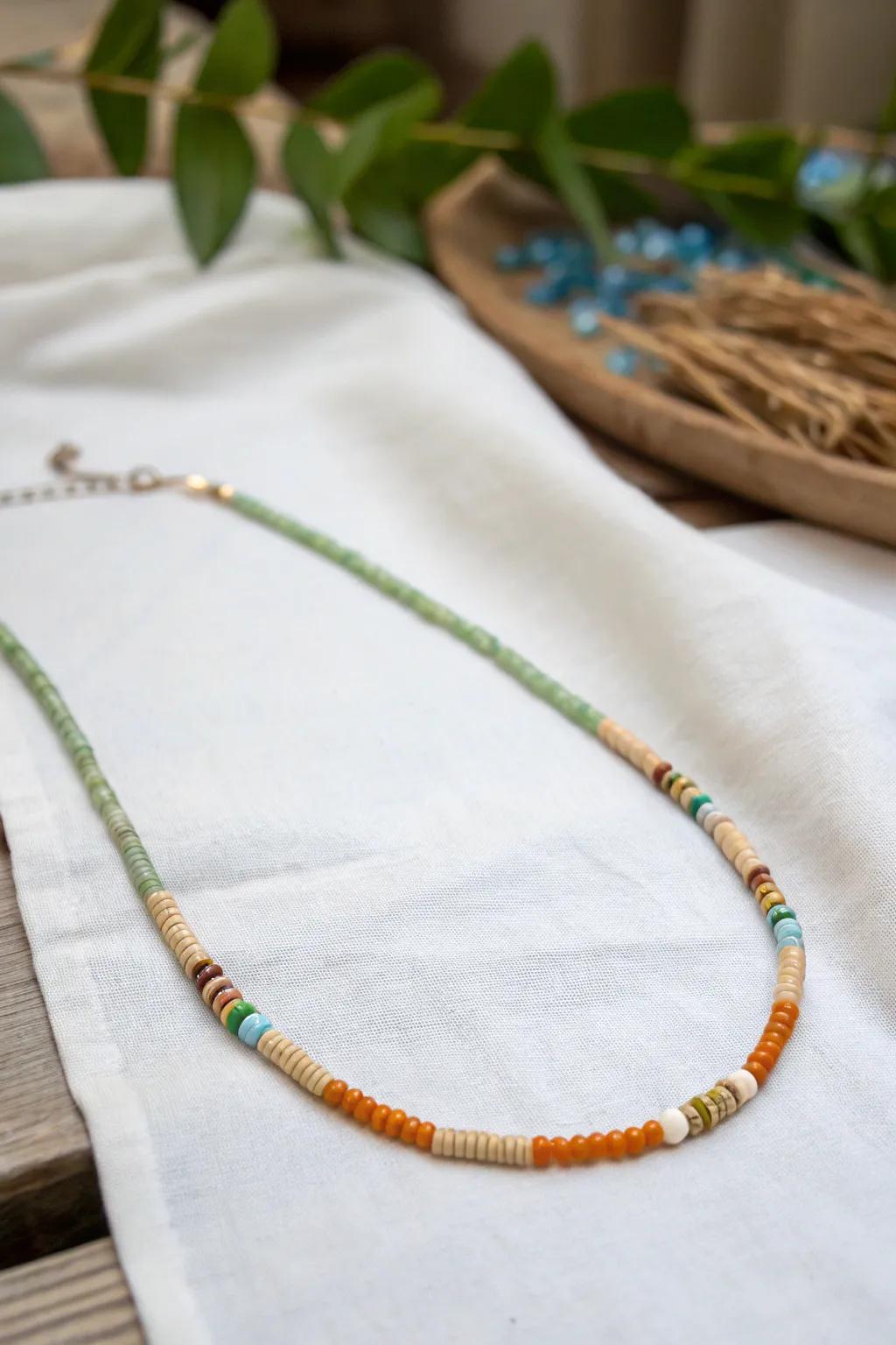 Celebrate each season with a touch of elegance—this seed bead necklace beautifully captures the essence of spring, summer, autumn, and winter in a single, stunning piece.