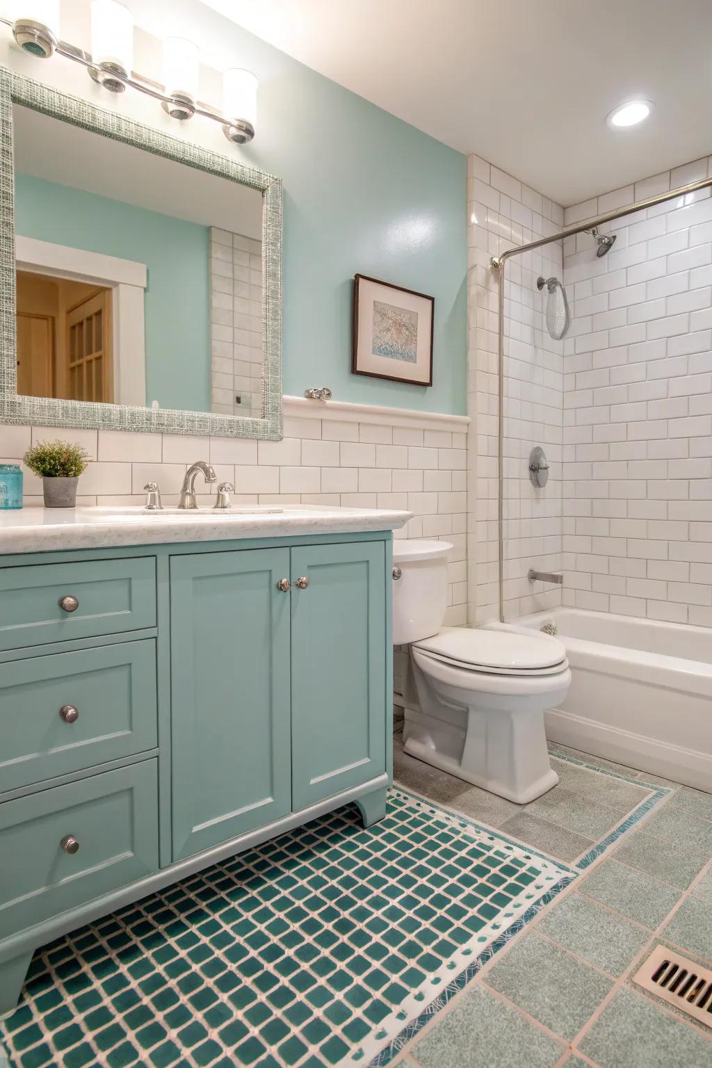 Color-matched drains ensure a harmonious design.