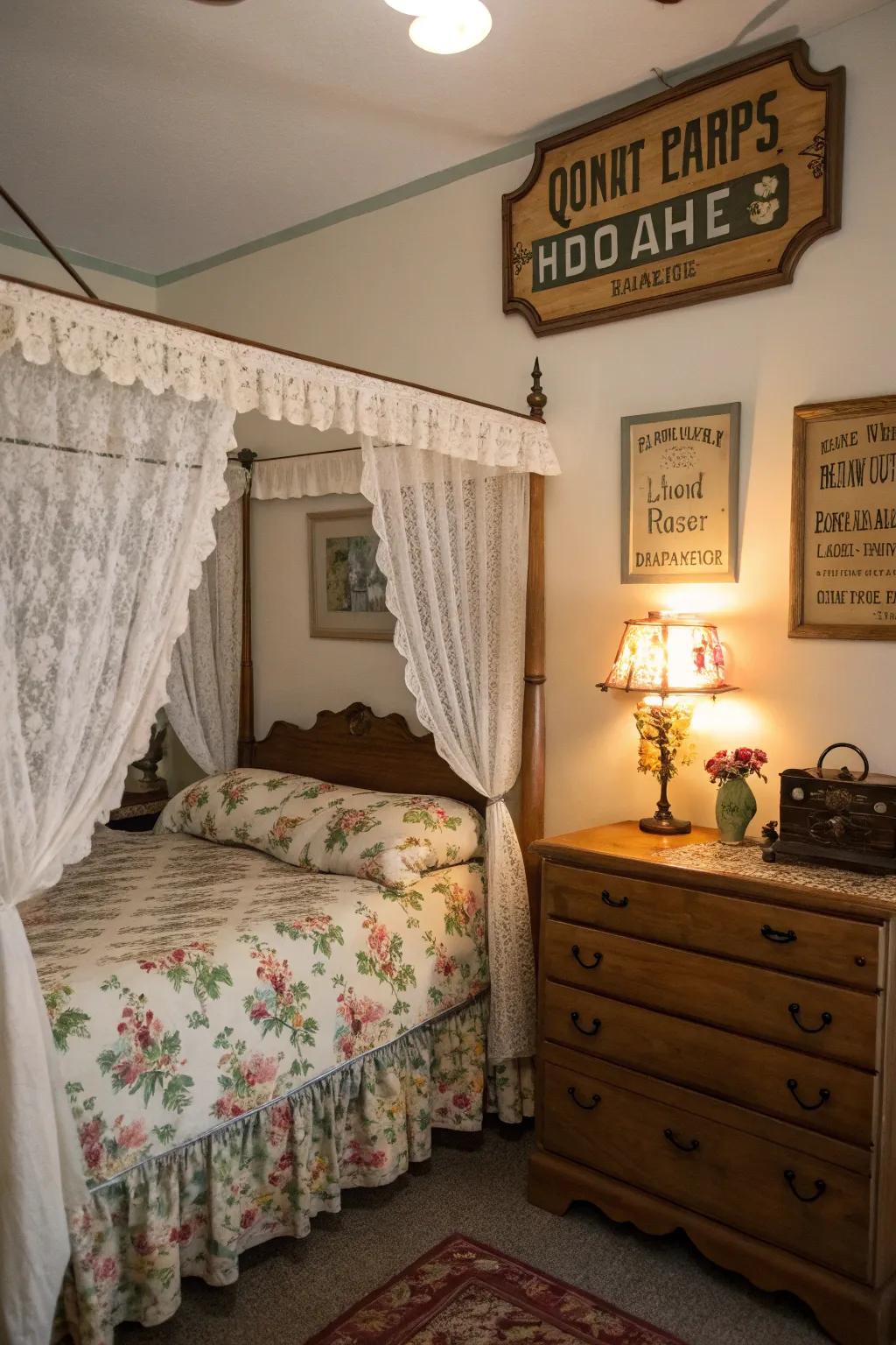 Transport your bedroom to another era with vintage charm.