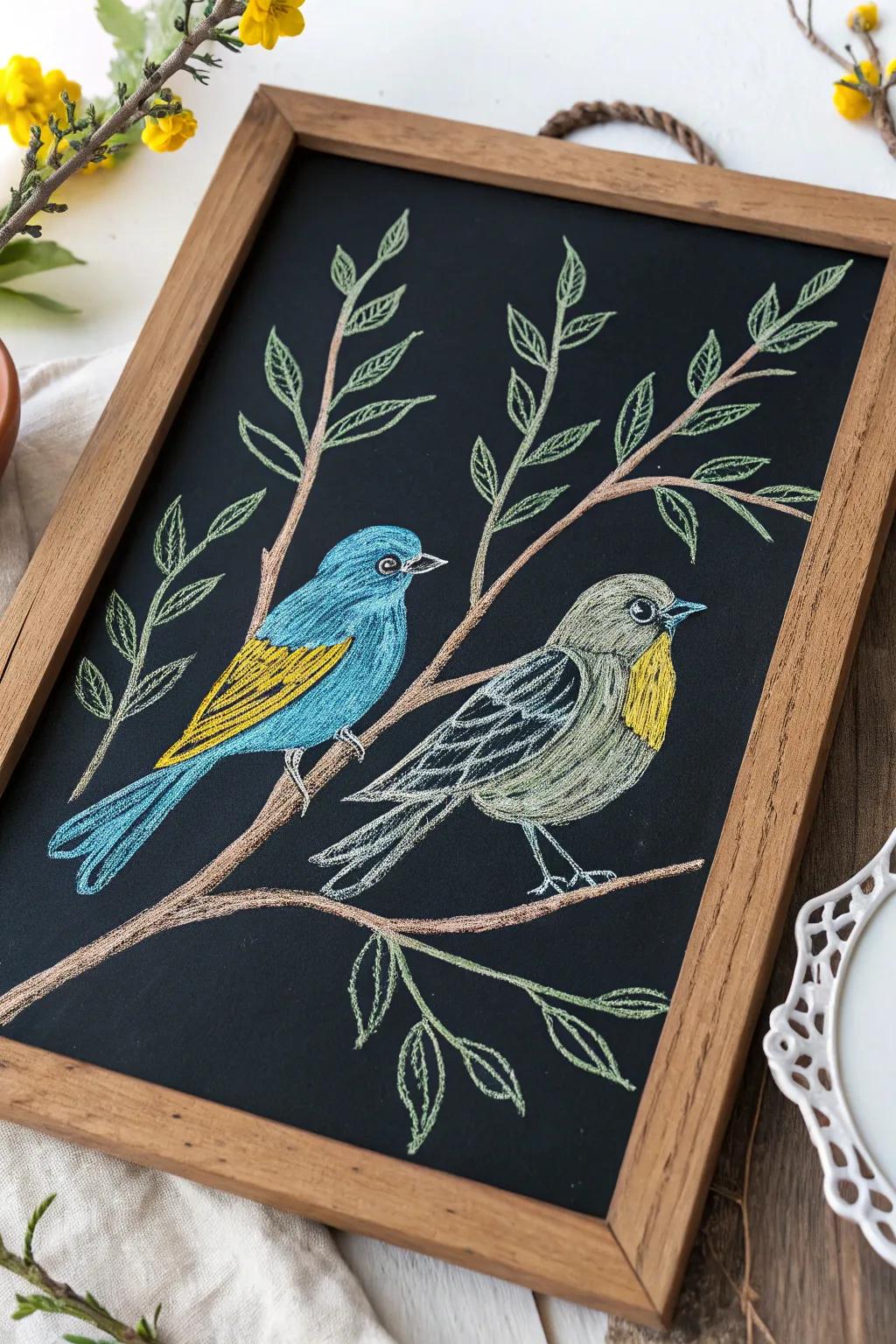 Welcome the lively spirit of spring with minimalist chalkboard art that sings with color and simplicity.