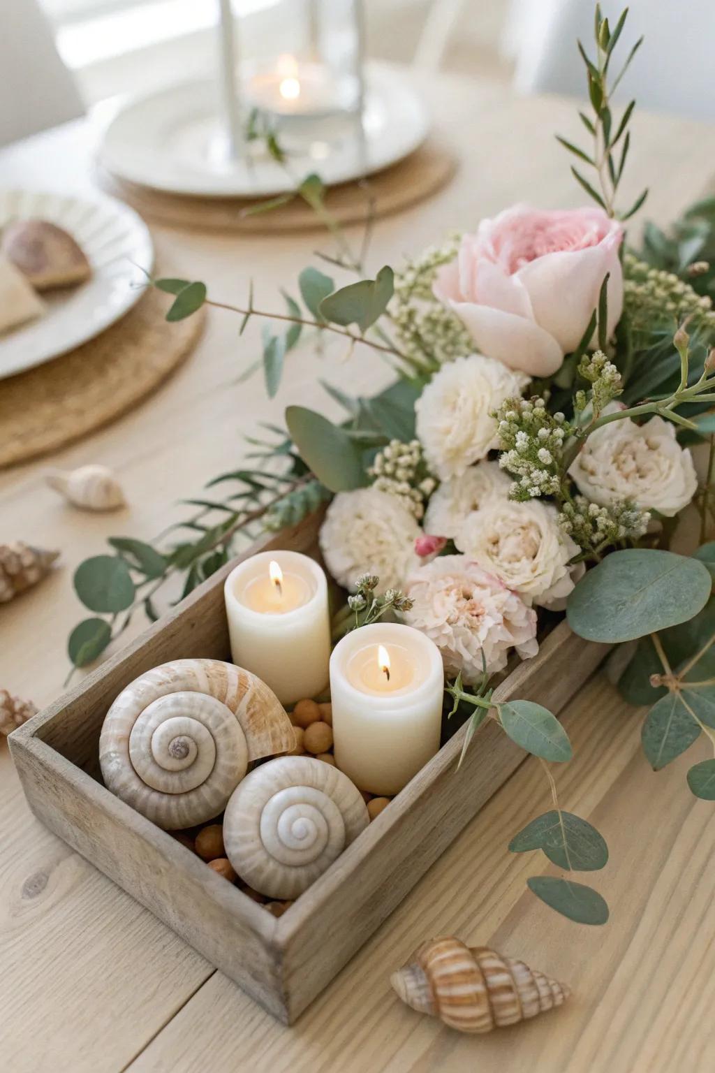 Transform your dining table with this elegant snail shell centerpiece—where nature meets minimalist design.