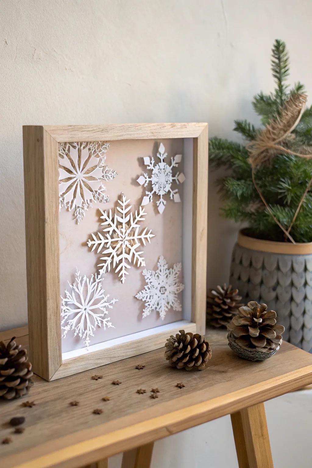 Capture winter's magic with enchanting snowflake shadow boxes—an elegant gift idea that celebrates simplicity and craftsmanship.
