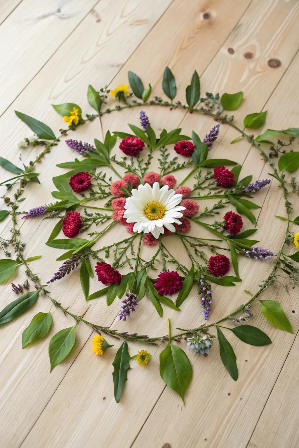 Embrace the beauty of spring with nature-inspired mandalas, a perfect blend of simplicity and vibrant artistry.