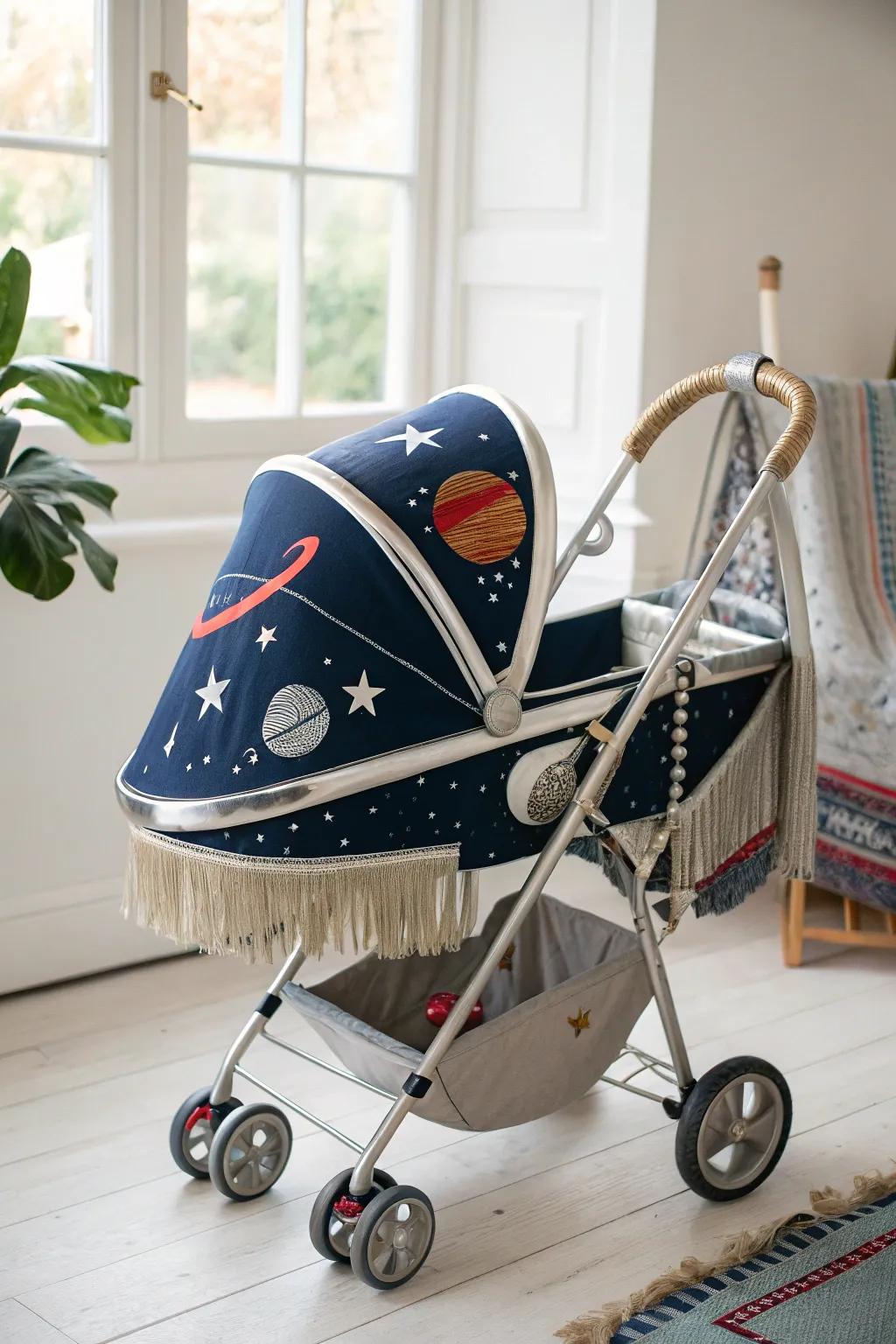 Ready for lift-off: Transform your stroller into a stunning spaceship for an unforgettable Halloween adventure!