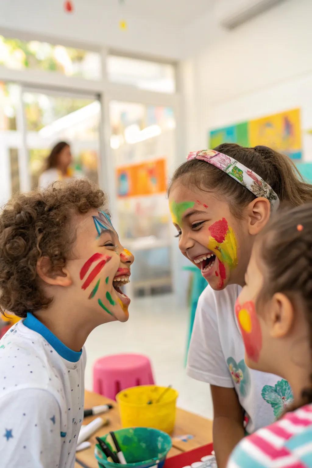 Explore creativity with a vibrant face-painting activity.