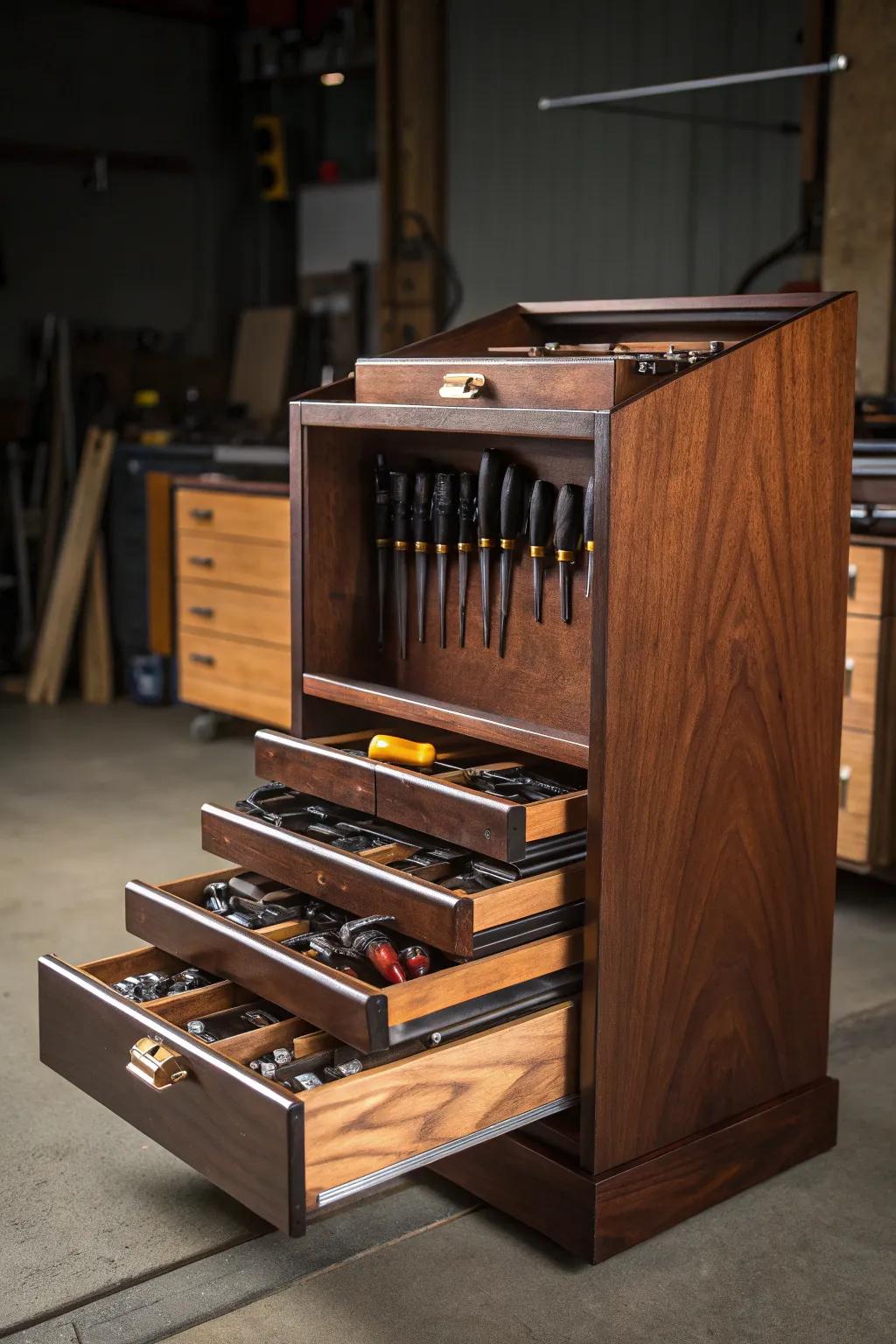 Maximize your workspace with sleek sliding storage solutions.